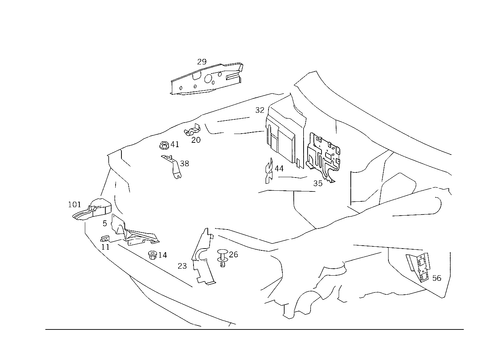 Engine Compartment Partition Panel, Wheelhouse Attachment Parts for 1993 Mercedes-Benz 400E #1