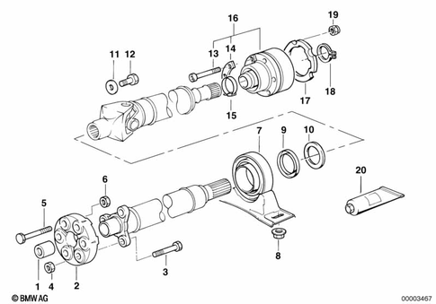 Prop Shaft, Single Components for 2000 BMW 740iL #0