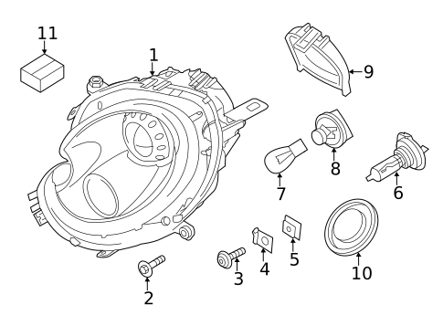Headlamp Components for 2014 Mini Cooper Countryman #2