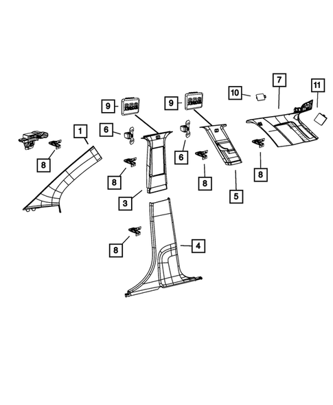 Panels-Moldings-Scuff Plates, Pillar, Cowl, 1/4 Panel Trim and Cargo Covers for 2009 Dodge Journey #0
