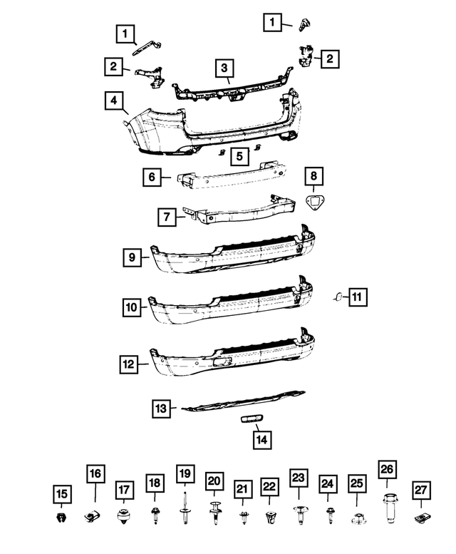 68243701AA - Frame, Bumper and Fascia: Rear Bumper Beam for Mopar Image