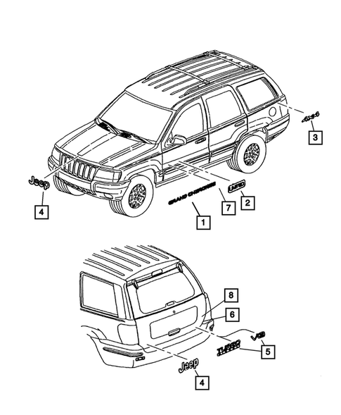 Nameplates for 2002 Jeep Grand Cherokee #0
