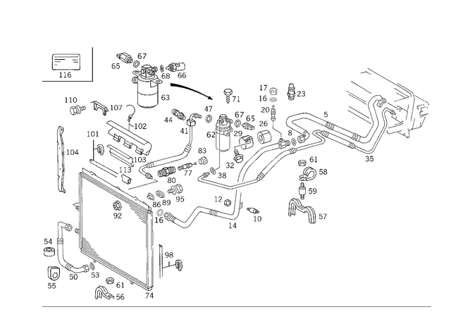 1408306215 - Heating and Ventilation: Piping for Mercedes-Benz: 300SD, 400SE, 400SEL, 500SEC, 500SEL, 600SEL, S420 Image image