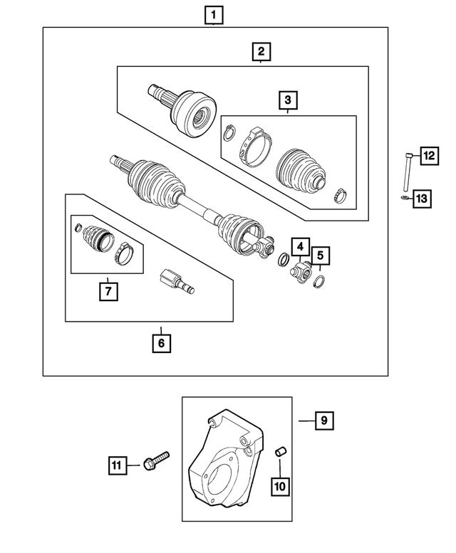 68410245AA - Differential and Drive Line: Axle Half Shaft, Left for Mopar Image