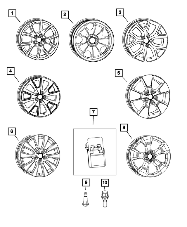 LCT90GSAAA - Wheels: Aluminum Wheel, Export, Front Or Rear for Jeep: Cherokee Image