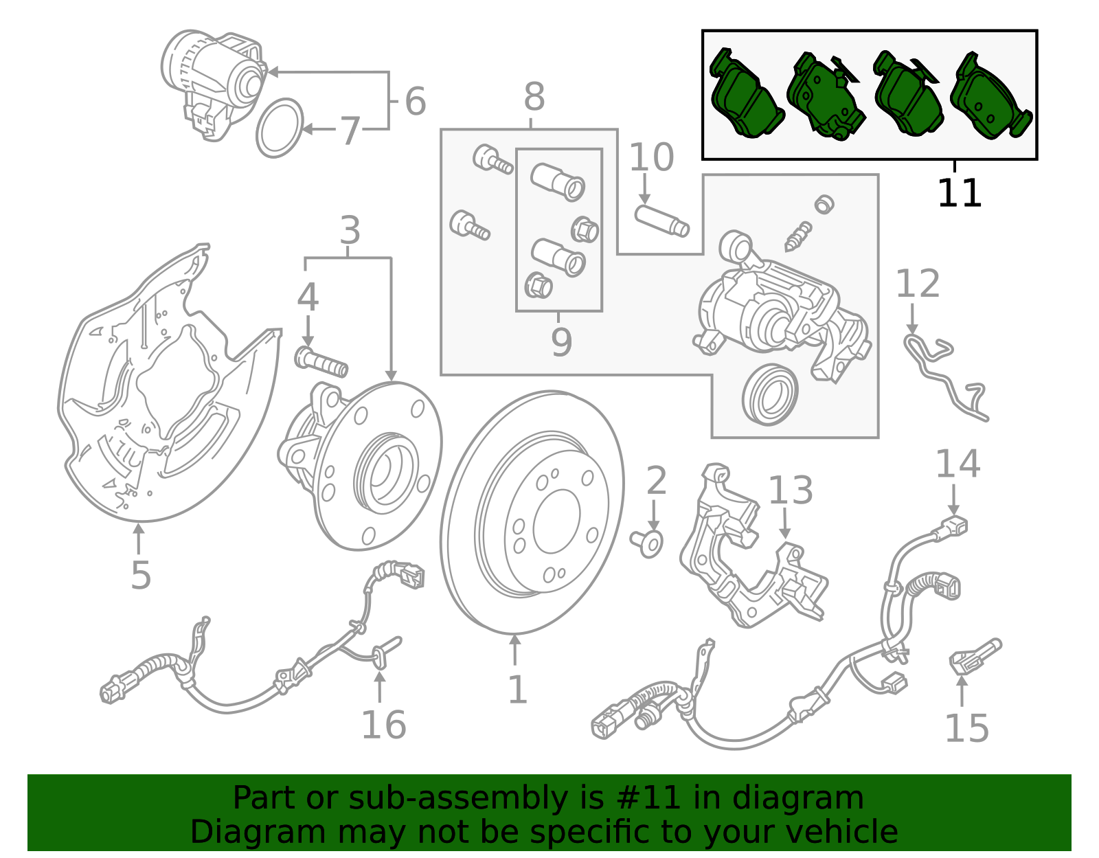 2017-2019 Honda Civic Rear Front & Left Disc Brake Pad Set | Honda