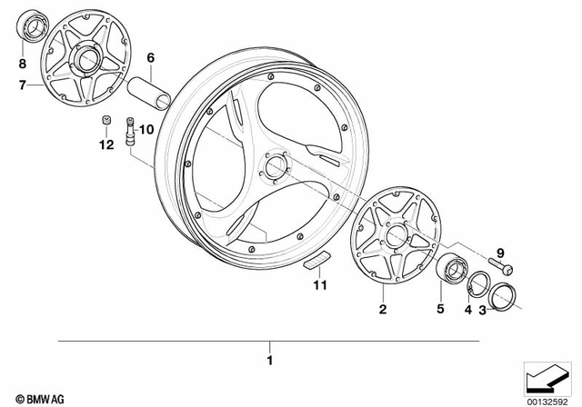 71607659769 - Wheels and Tires: Cast Iron Rim Silver Front - 2.50X18 for BMW-Motorrad Image