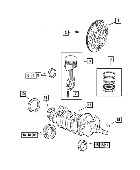 Crankshaft, Piston, and Drive Plate for 2005 Jeep Wrangler #0