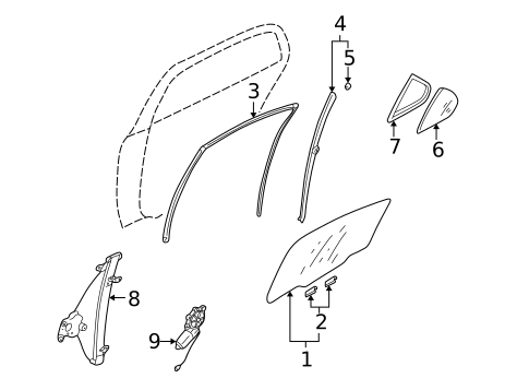 Glass - Rear Door for 2005 Mitsubishi Lancer #0