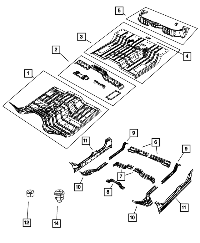 « 68036568AF – Body Sheet Metal Except Doors : Plancher Avant Panneau pour Mopar Image »