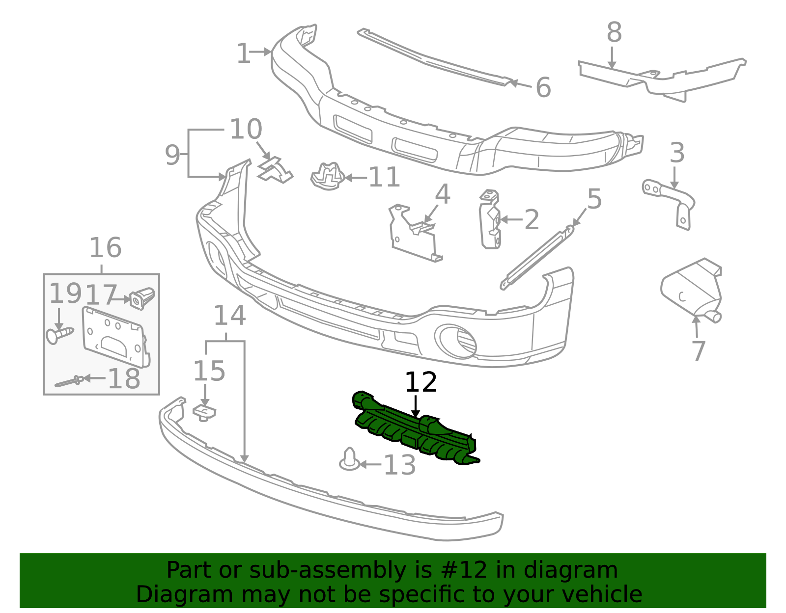 2003-2007 GMC Front Bumper Fascia Reinforcement 15098997 | OEM Parts Online