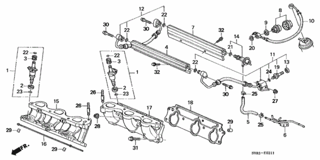 Fuel Injector (2) for 1999 Acura CL #0