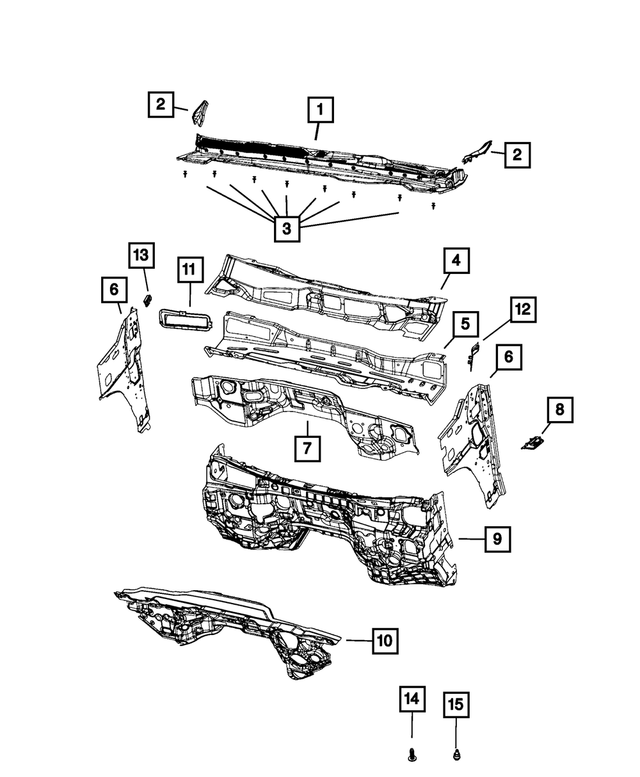 68663128AA - Body Sheet Metal Except Doors: Cowl Plenum Upper Panel for Mopar Image