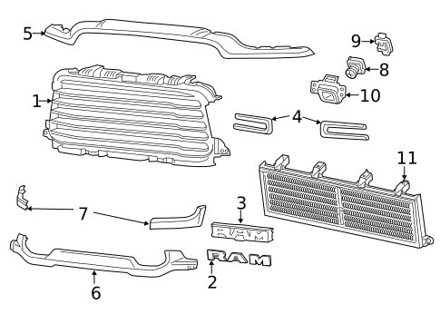 Grille & Components for 2024 Ram 3500 #0