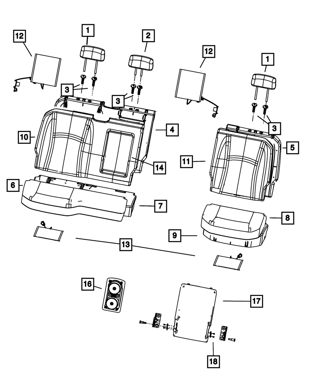 Rear Headrest - Mopar (7ZU98WU9AA)