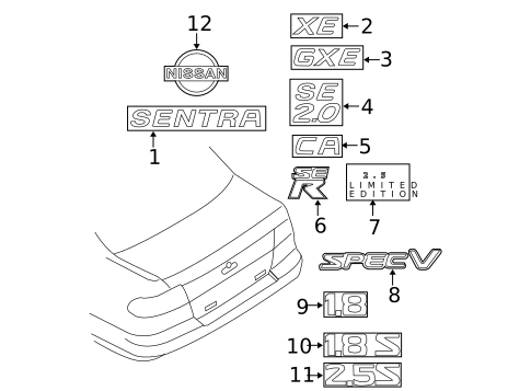 Exterior Trim - Trunk for 2004 Nissan Sentra #0