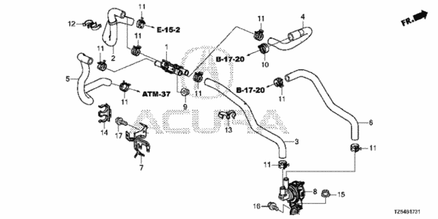 Water Hose (3.0L) for 2017 Acura MDX #0