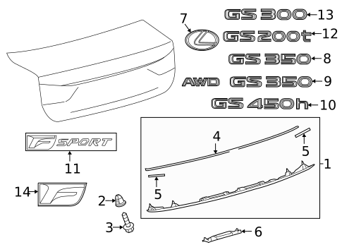 Exterior Trim - Trunk for 2013 Lexus GS450h #0