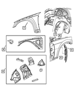 68093434AJ - Body Sheet Metal Except Doors: Front Wheelhouse Panel, Right for Mopar Image image