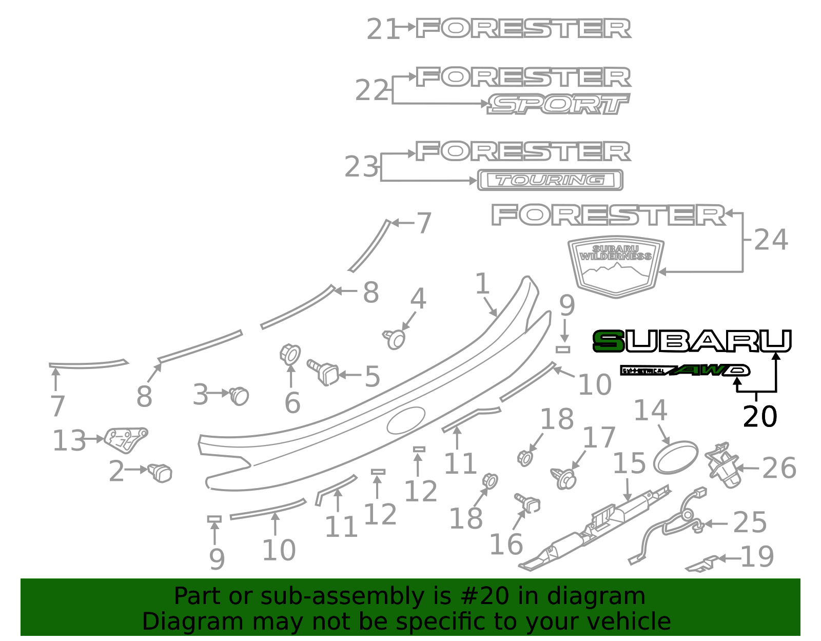 2019-2024 Subaru Forester Nameplate 93079SJ010 | Subaru Parts Store
