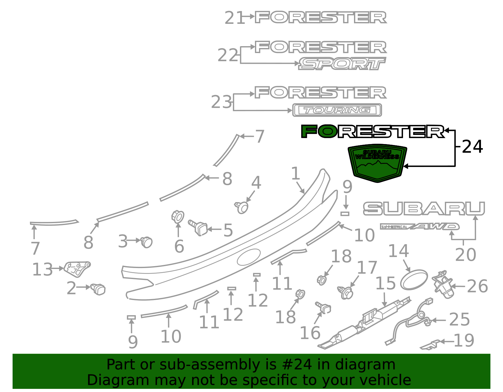 2022-2025 Subaru Forester Nameplate 93079SJ160 | Subaru Parts Store