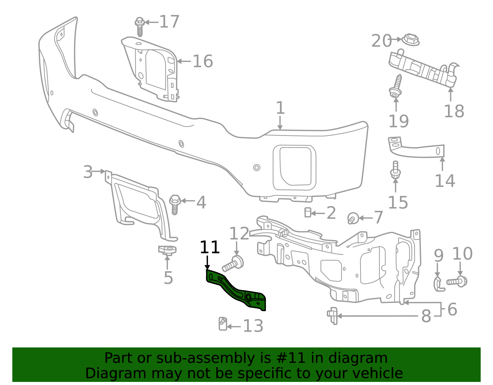 2020-2023 GMC Front Driver Side Bumper Impact Bar Bracket 84683448 GM ...