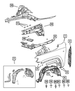 68504093AA - Body Sheet Metal Except Doors: Wheelhouse Inner Silencer, Left for Dodge: Durango Image