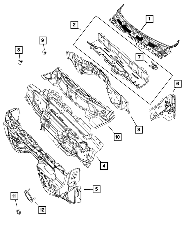 68214471AG - Body Sheet Metal Except Doors: Cowl And Plenum Panel for Mopar Image