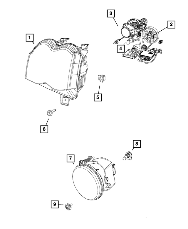 « 55157484AH – Electrical : Projecteur, Côté Droit pour Mopar Image »