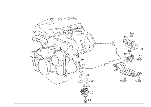 2029902201 - Engine Suspension: Hexagonal Head Screw for Mercedes-Benz Image image