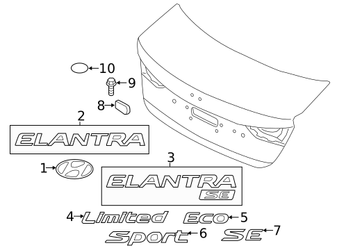 Exterior Trim - Trunk for 2020 Hyundai Elantra #0