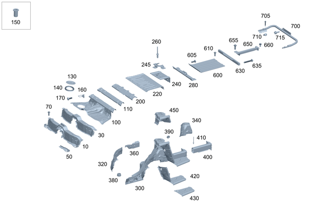 2236109003 - Substructure: Crossmember, Rear Seat for Mercedes-Benz: 350SD, Maybach S580, Maybach S680, S500, S580, S580e, S63 AMG E Performance Image image