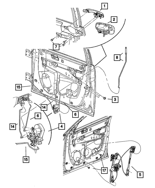 4589009AH - Doors, Door Mirrors and Related Parts: Exterior Door Handle, Left for Mopar Image image