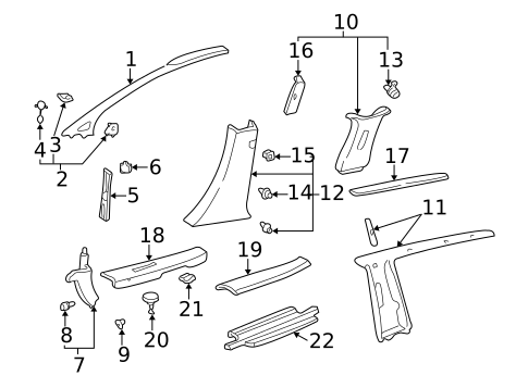 Interior Trim - Pillars for 2000 Toyota Sienna #1