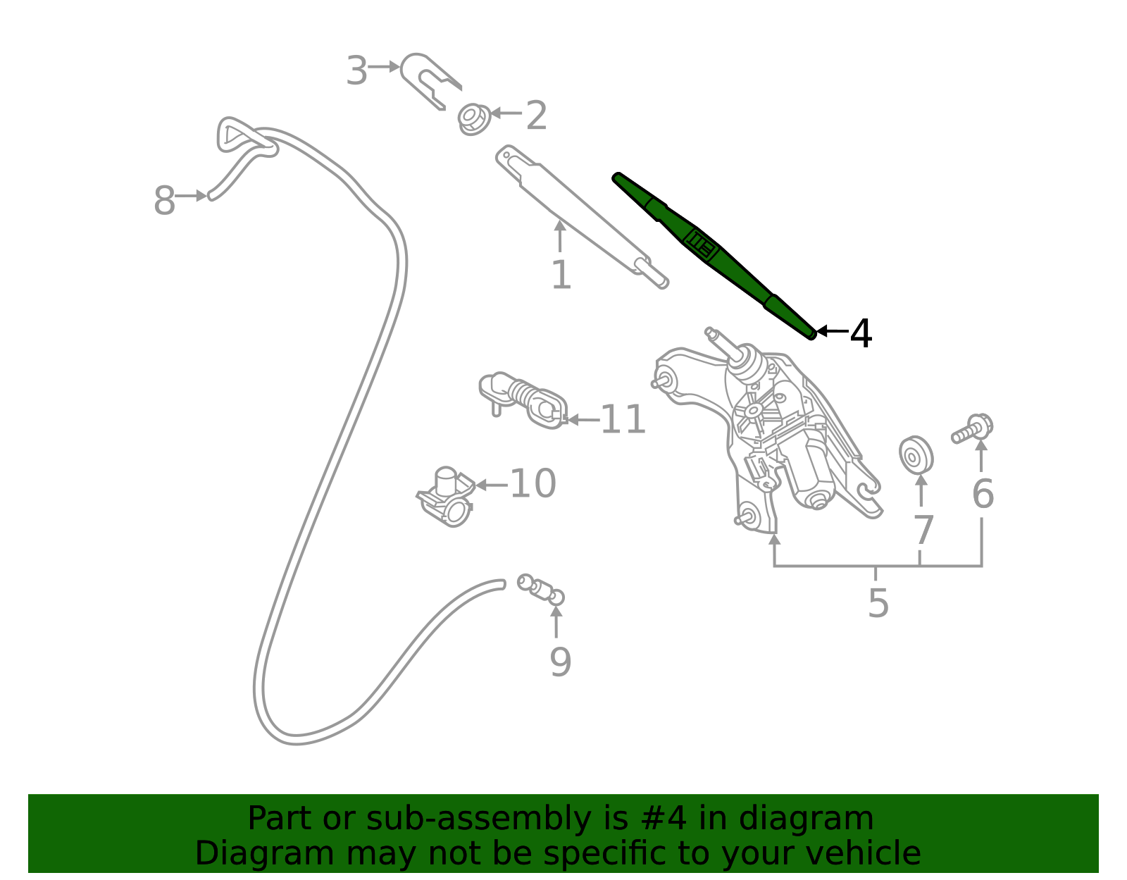 988503W000 Genuine Kia Rear Wiper Blade Assembly - View #7