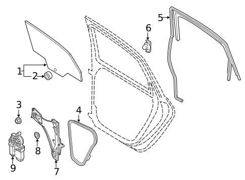 Glass - Rear Door for 2012 Volkswagen Passat #0