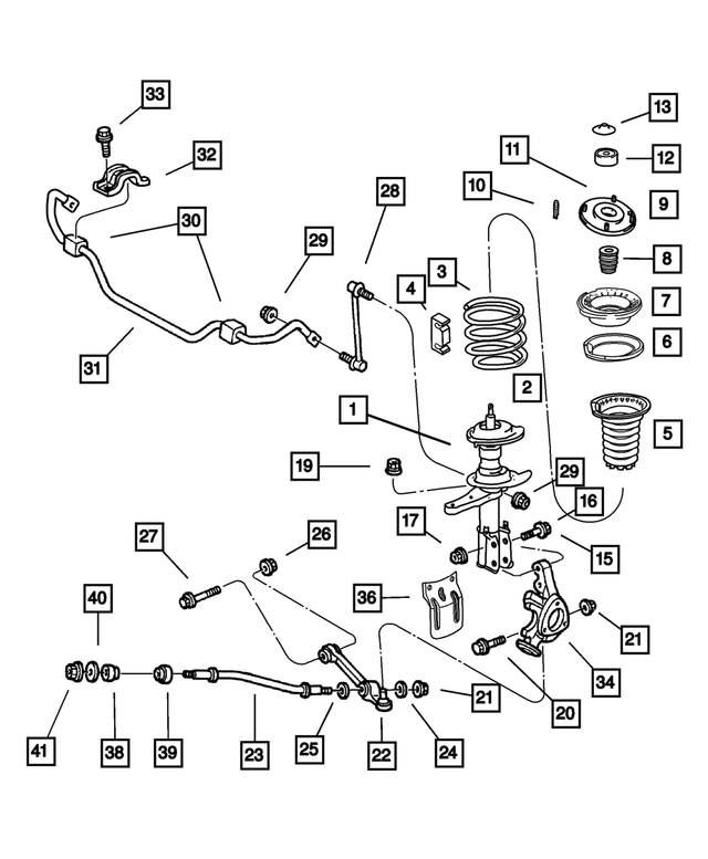 4895561AB - Front Suspension &amp; Drive: Strut Damper, Left for Mopar Image