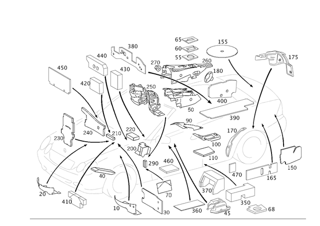 2096821941 - Panelling: Damping for Mercedes-Benz: C230, C240, C280, C32 AMG, C320, C350, C55 AMG, CLK320, CLK350, CLK500, CLK55 AMG, CLK550, CLK63 AMG, ML63 AMG Image image