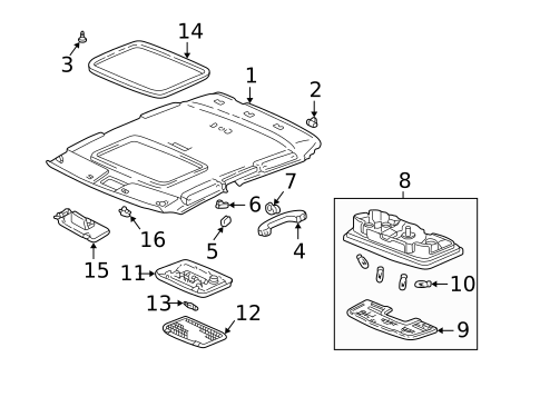 Interior Trim - Roof for 2005 Acura MDX #0