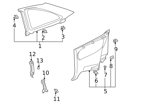Interior Trim - Quarter Panels for 2000 Toyota Solara #0