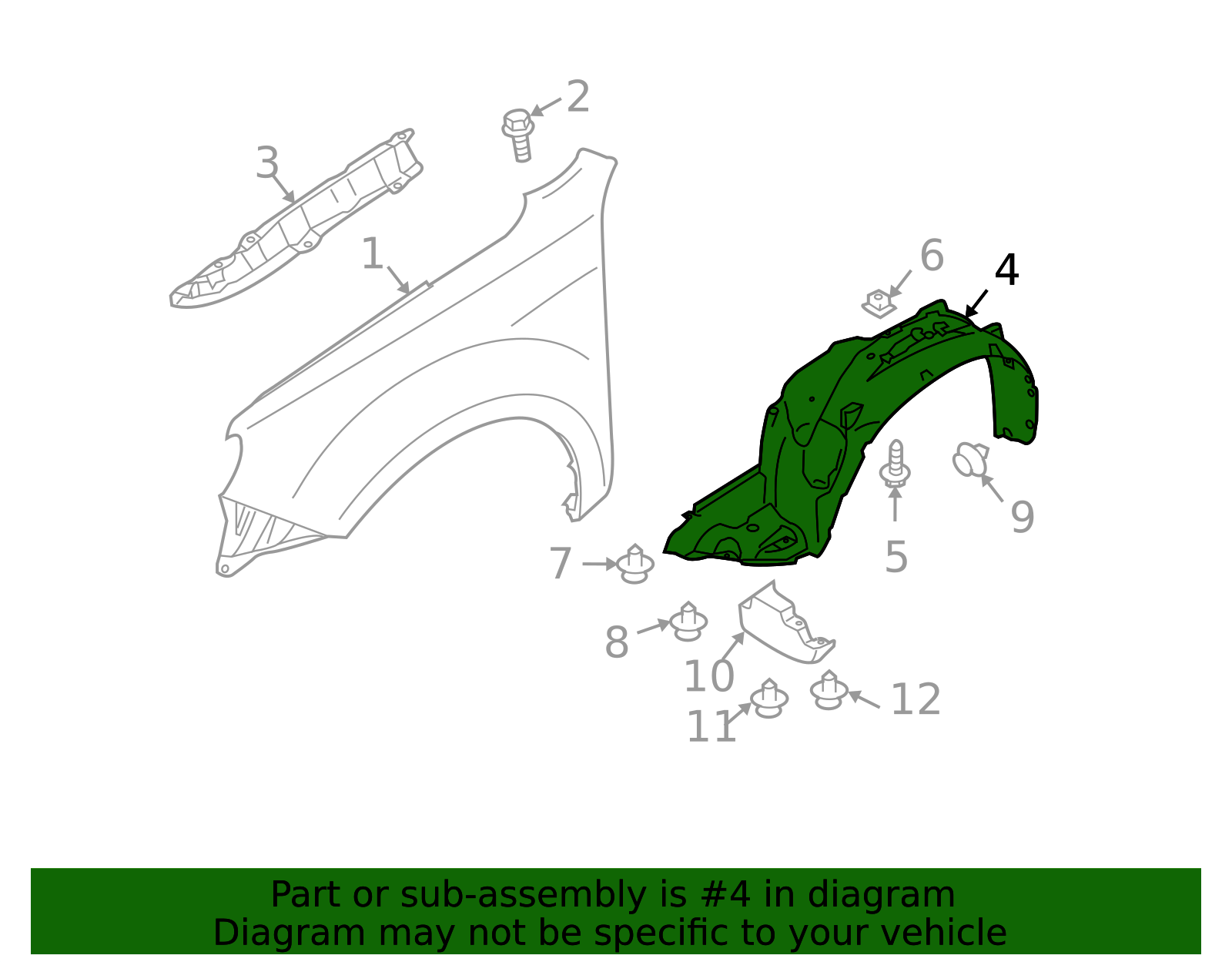 Evan-Fischer Pair Front Inner Fender Liners – For Hyundai Veloster 2013-2015 – Driver & Passenger