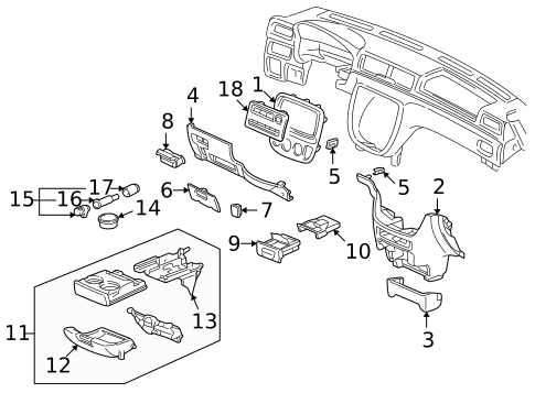 Instrument Panel Components for 1997 Honda CR-V #0
