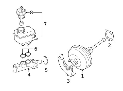 Master Cylinder - Components On Dash Panel for 2005 Audi TT #0