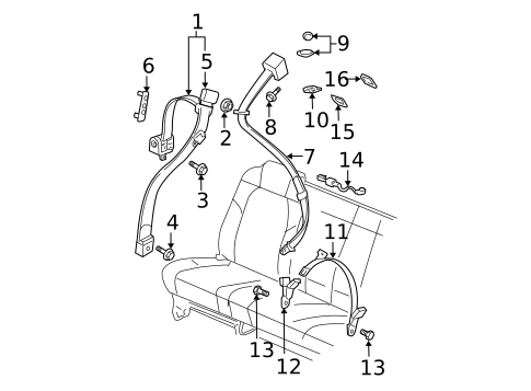 Rear Seat Belts for 2004 Buick Rendezvous #0