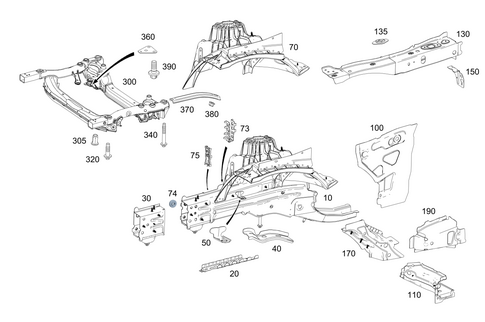 Wheel Well, Front Axle Carrier for 1996 Mercedes-Benz E300 #0