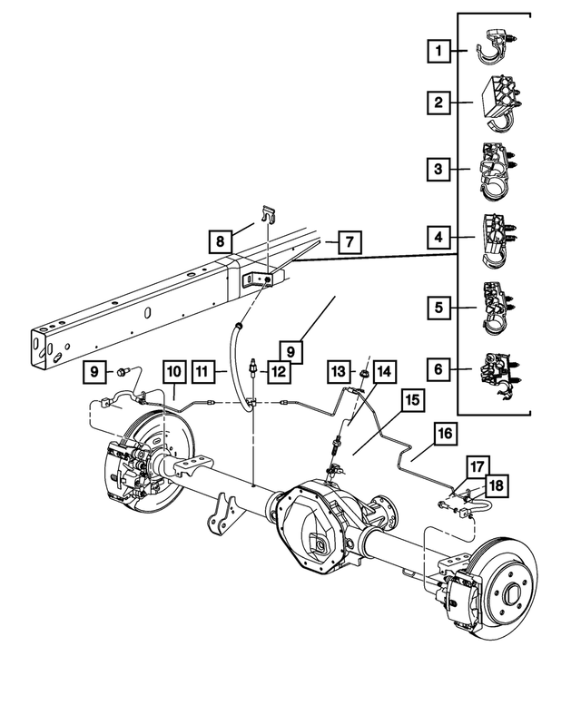 52121327AE - Service Brakes: Brake Tube, Chassis for Mopar Image image