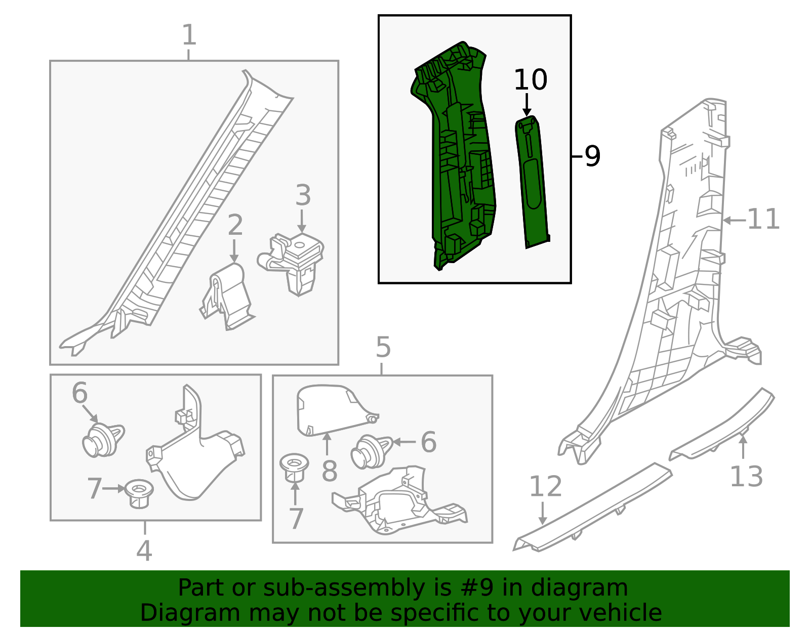 GHP9-68-210A-75 - Upper Center Pillar Trim 2014-2021 Mazda 6