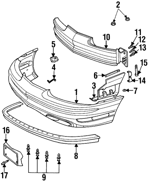 Bumper & Components - Front for 1997 Oldsmobile Aurora #0