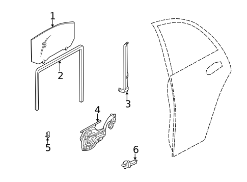 Glass - Rear Door for 2003 Hyundai Elantra #0