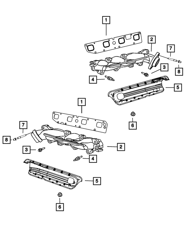 « 53013855AC – 5.7L Gas; Engine : Collecteur D`échappement Ecran, Côté Gauche pour Mopar Image »
